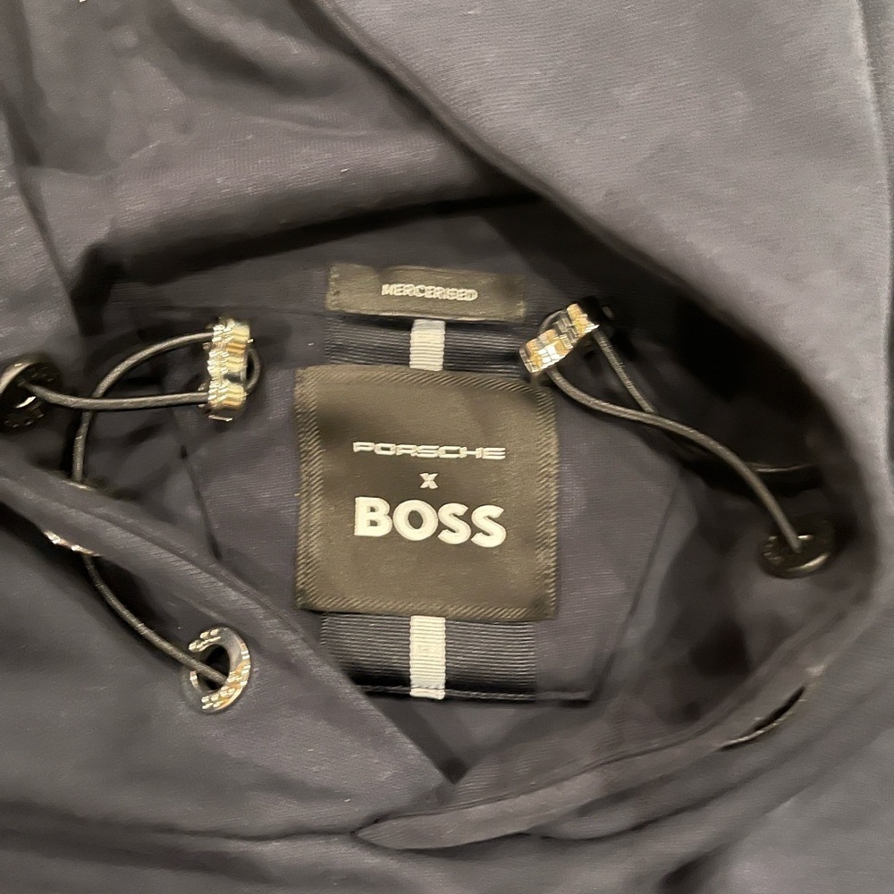 [L/XL]BOSS Porsche Edition Navy Hoodie Water Repellent Flaw - Picture 7 of 13